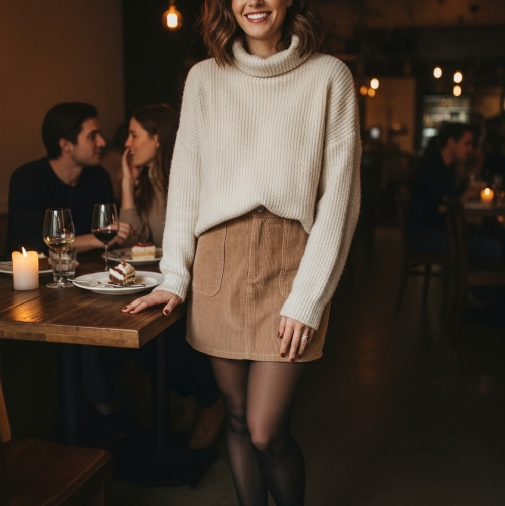 Tinseltown Tan Corduroy Mini Skirt
